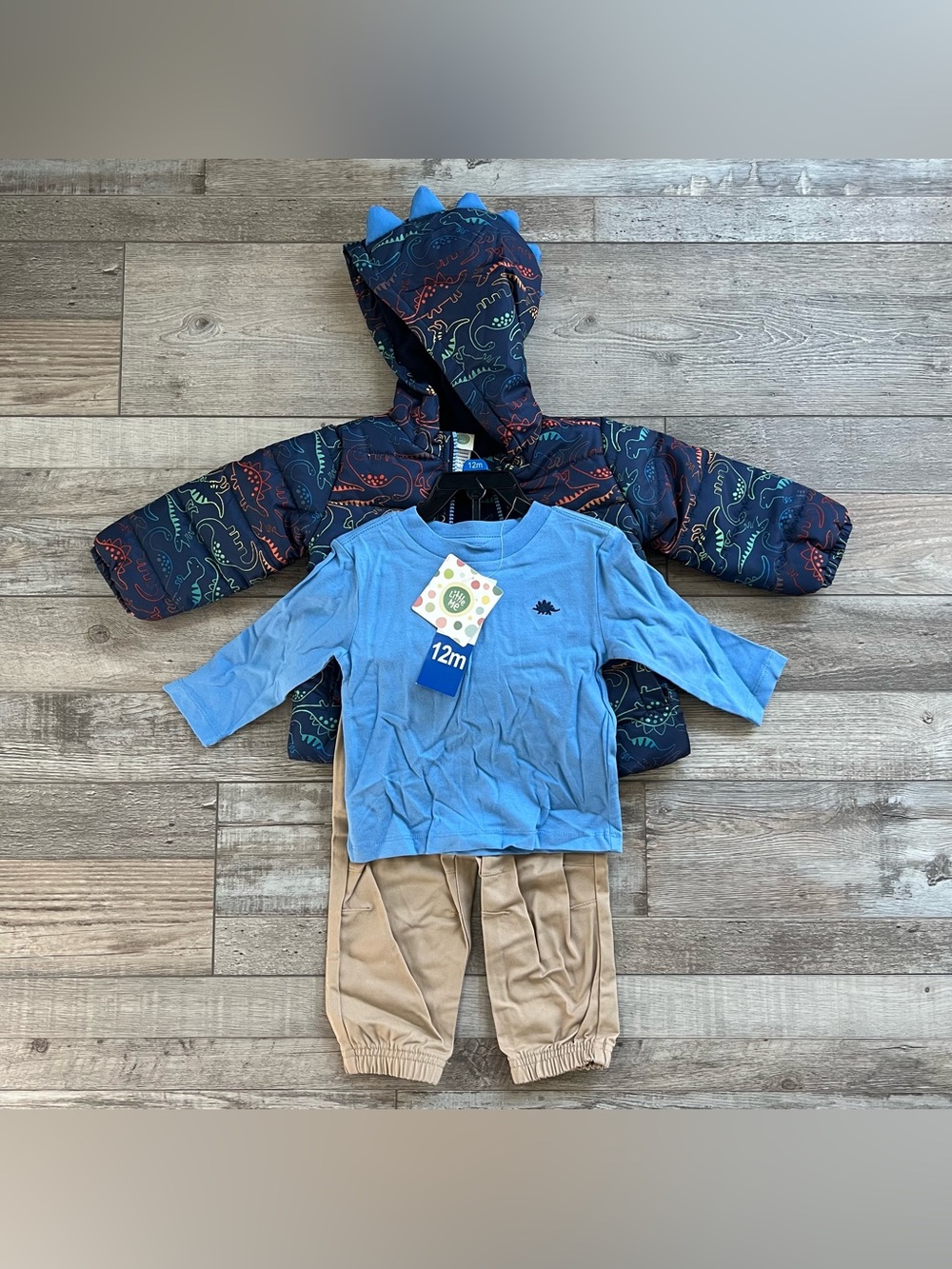 NWT Little Me Dinosaur Coat 3 Piece Set Size 12 Months